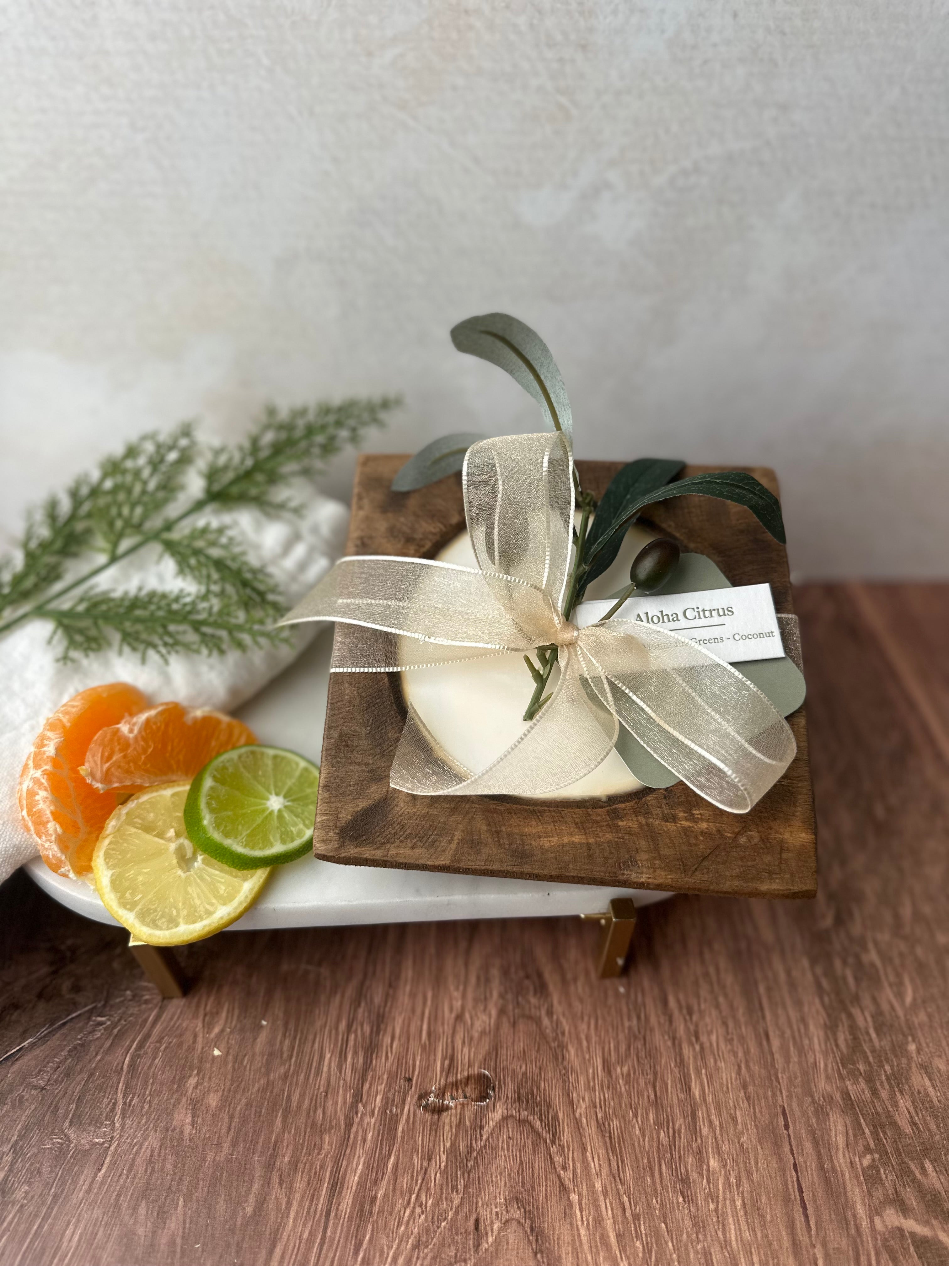 Aloha Citrus - Wood Square 2-Wick Dough Bowl