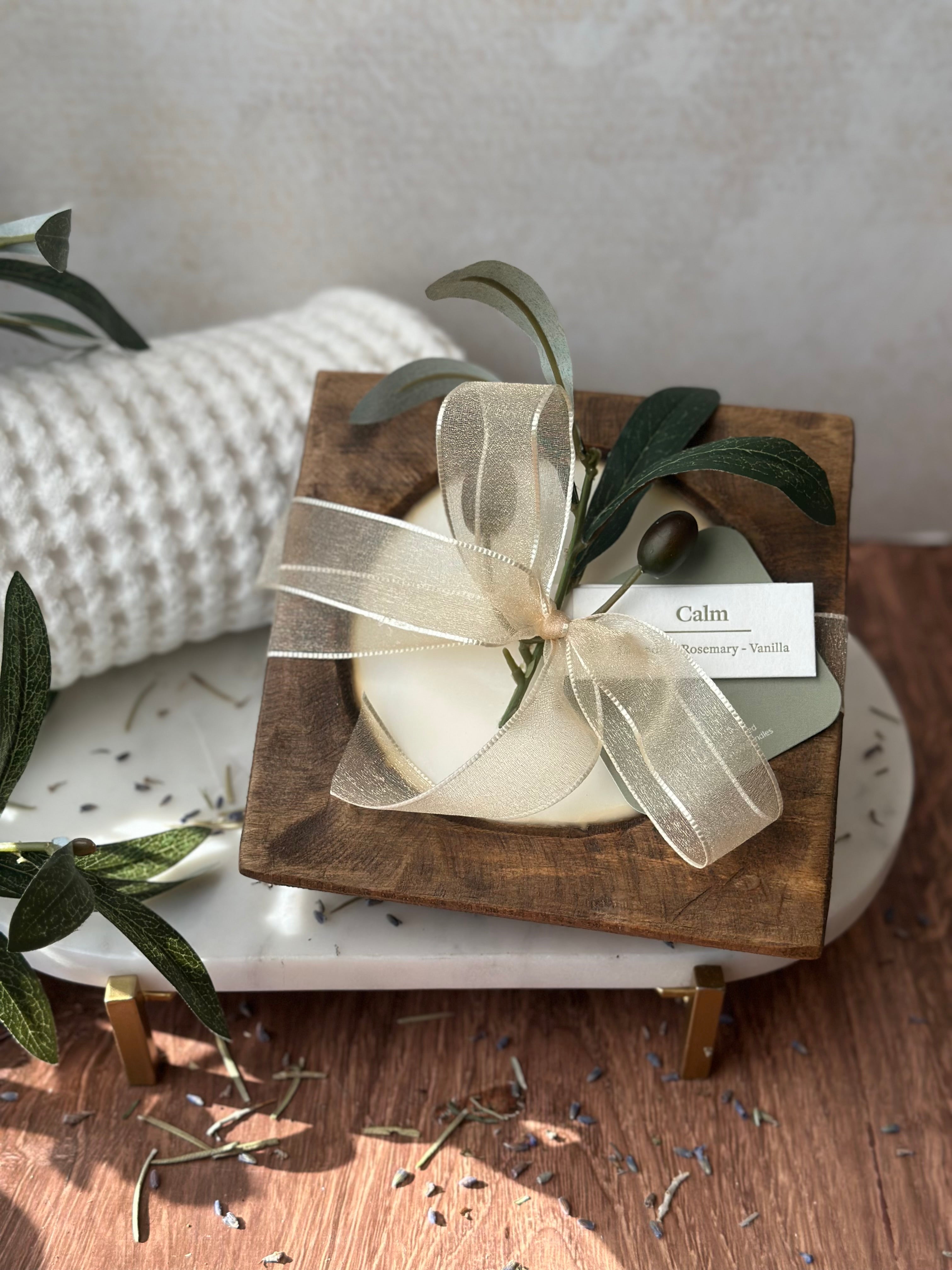 Calm - Wood Square 2-Wick Dough Bowl