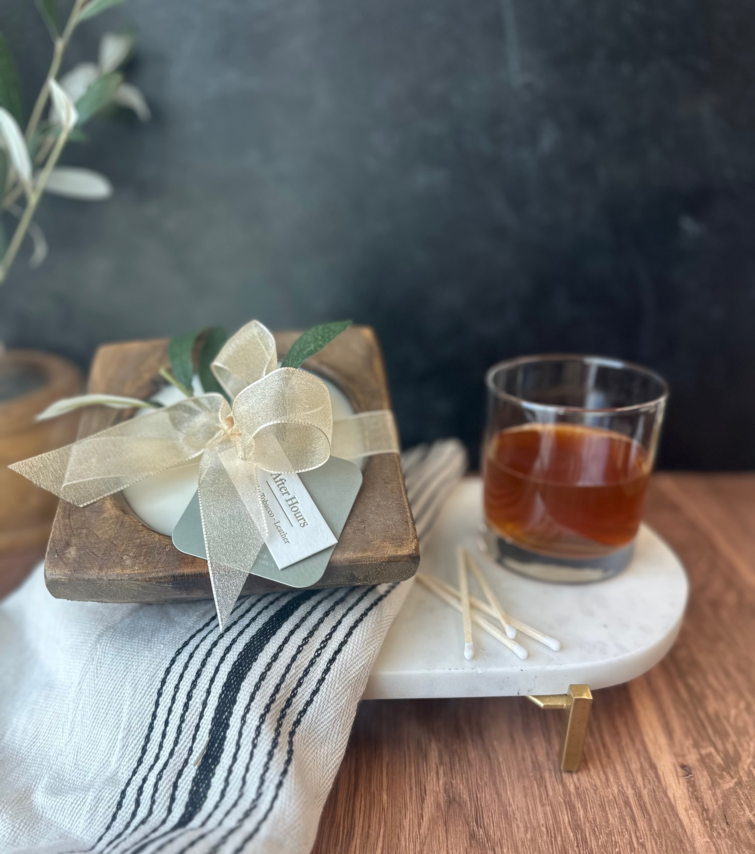 After Hours - Wood Square 2-Wick Dough Bowl