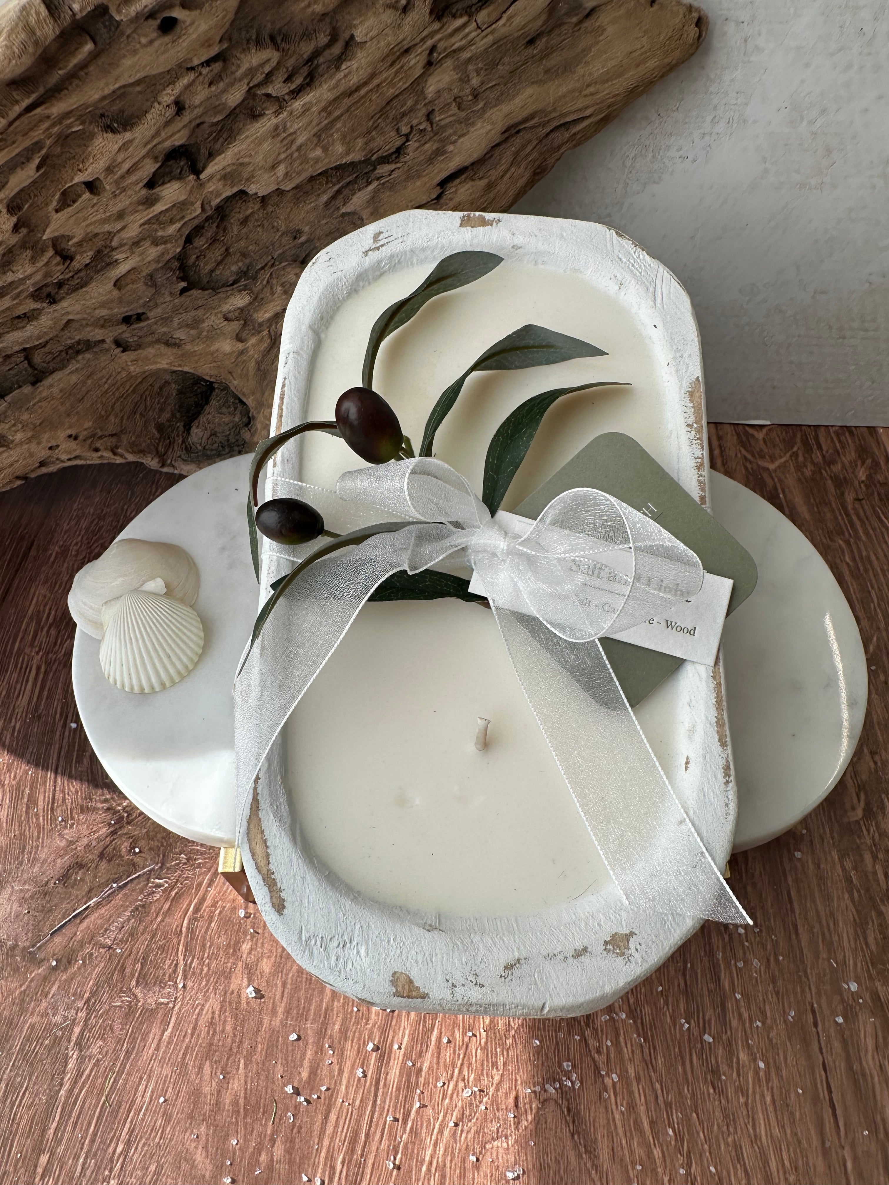 Salt & Light - Wood Three-Wick Dough Bowl